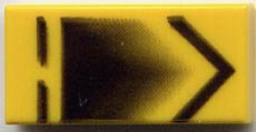 LEGO 3069pb0009 - Tegel 1 x 2 met Black Chevron, Broken Line en Faded Pentagon patroon