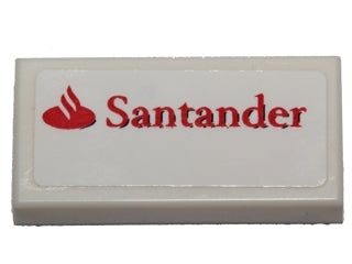 LEGO 3069pb0420 - Tile 1 x 2 with Santander Logo Pattern (Sticker) - Set 40190