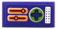 LEGO 3069pb1249 - Tile 1 x 2 with Bright Light Orange Sliders, Lime Directional Pad and White Speaker Pattern (Sticker) - Set 41363
