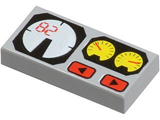LEGO 3069px19 - Tile 1 x 2 with Red 82, Yellow and White Gauges Pattern