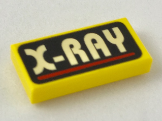 LEGO 3069px21 - Tegel 1 x 2 met wit 'X-RAY' en rode lijn op zwarte achtergrond patroon