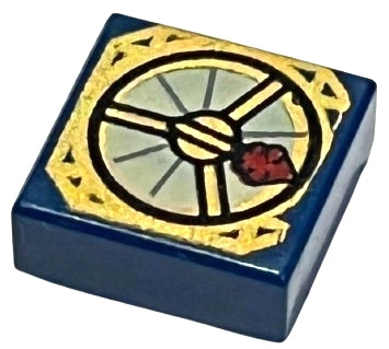 LEGO 3070pb052 - Tegel 1 x 1 met Magic Compass met dikke donkerrode naaldpatroon