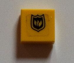 LEGO 3070pb054 - Tegel 1 x 1 met Black Fire Logo Badge Patroon (Sticker) - Set 7240