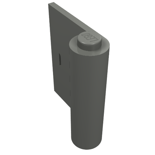 Dark grey LEGO Door 1 x 3 x 3 Left (part 3191), featuring a flat panel and a cylindrical hinge with a LEGO logo on the stud.