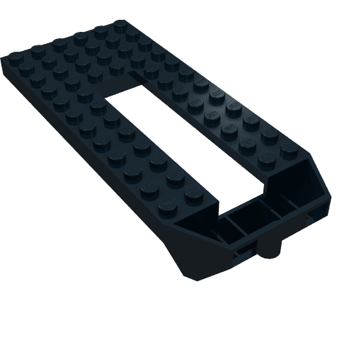 LEGO 32085 dark blue Train Base 6x14 with inverted sloped front and open U-shaped center.