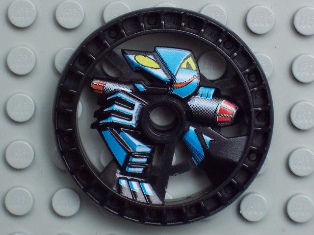 LEGO 32353pb01 - Technic, Schijf 5 x 5 - RoboRider Talisman Wiel, Skelet Mal met Robot Patroon