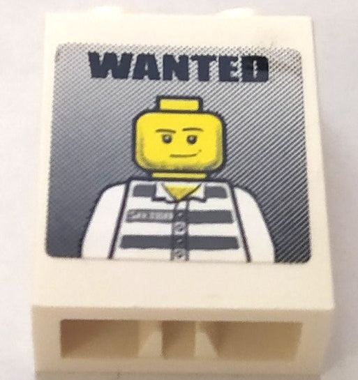 LEGO 3245bpb37 - Steen 1 x 2 x 2 met binnenste ashouder met 'GEZOCHT' en gevangenispatroon (sticker) - Set 7288