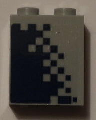 Light gray LEGO 1x2x2 brick with dark blue pixelated gradient pattern, solid on left, fading diagonally right.