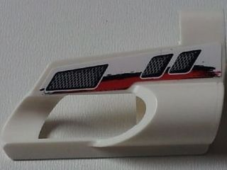 LEGO 32527pb15 - Technic, Panel Fairing # 5 Small Short, Large Hole, Side A with Vents, Red and Black Stripes Pattern (Sticker) - Set 8262