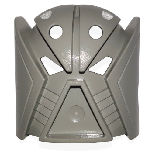 Grey LEGO Bionicle Mask Matatu (Turaga) with geometric shapes, two round eyes, and triangular cutouts.