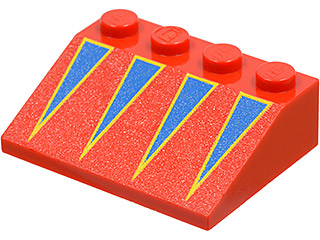 LEGO 3297px18 - Helling 33 3 x 4 met blauwe driehoeken en gele randen patroon