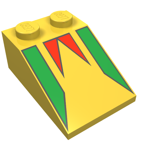 LEGO 3298p19 - Slope 33 3 x 2 with Green and Red FreeStyle Pennant Pattern