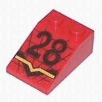 LEGO 3298pb021 - Slope 33 3 x 2 with '28' and Black and Yellow Stripes Pattern