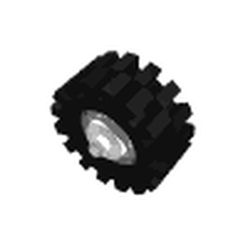 LEGO 3464c01 - Klein wielcentrum met stub axles (pulley wheel) met zwarte band 14mm D. x 4mm glad klein enkel (3464 / 3139)