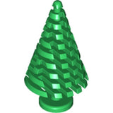 Green LEGO Plant, Tree Pine Large (part 3471) showing its spiraled, layered branch design on a white background.
