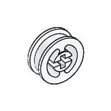 Diagram of LEGO 3482 wheel, light grey, featuring a central cross-shaped axle hole and circumferential groove.