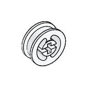 Diagram of LEGO 3482 wheel, light grey, featuring a central cross-shaped axle hole and circumferential groove.