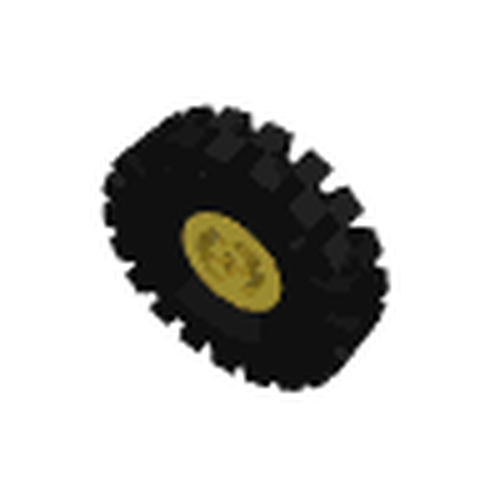 LEGO 3482c02 - Wiel met Split Axle Hole en zwarte band 30 x 10.5 Offset Tread (3482 / 2346)