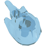 Translucent light blue LEGO Power Burst, Blaster with Bar Handle, part 35032a, against a white background.