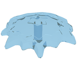 Light blue translucent LEGO Power Burst, Shield Large with Bar End piece, with jagged edges and central bar connector.