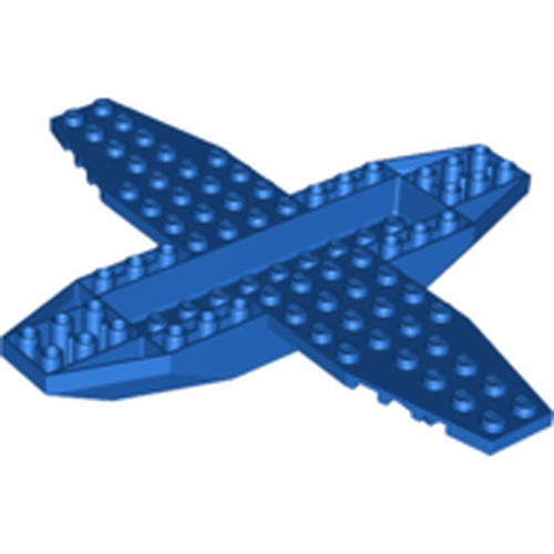 Blue LEGO 35106 Aircraft Fuselage part, 4x16x1, with a 2x10 recessed center and 8x4 wings with many studs.