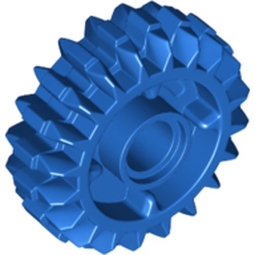 Blue LEGO Technic Gear 20 Tooth Double Bevel with Clutch on Both Sides, part number 35185.