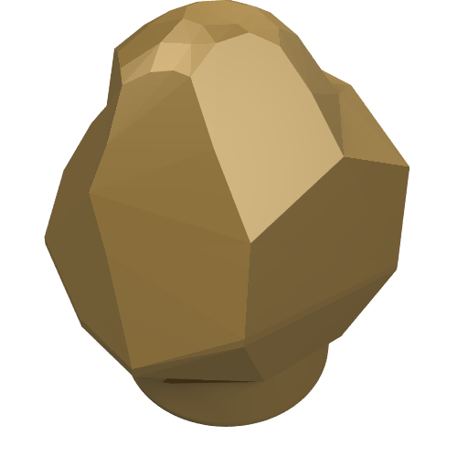 A single tan LEGO Rock 1 1/3 x 1 1/3 x 1 (part 35646), a polyhedral piece with a flat circular base.