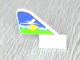 LEGO 3587pb05 tail with rounded top, featuring an airplane above sun and clouds pattern on blue and green background.