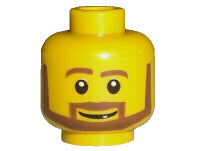 LEGO 3626pb0196 - Minifiguur hoofd met bruine hoekige baard, witte pupillen en grijns patroon