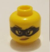 LEGO 3626pb1808 - Minifiguur, Vrouwelijk Hoofd Zwart Oogmasker, Zwarte Wenkbrauwen met Één Opgetrokken Wenkbrauw, Rode Lippen met Grijns Patroon