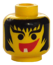 LEGO 3626px20 - Minifiguur, Vrouwelijk hoofd met omlijst gezicht, wenkbrauwen en 1 tand in mond patroon