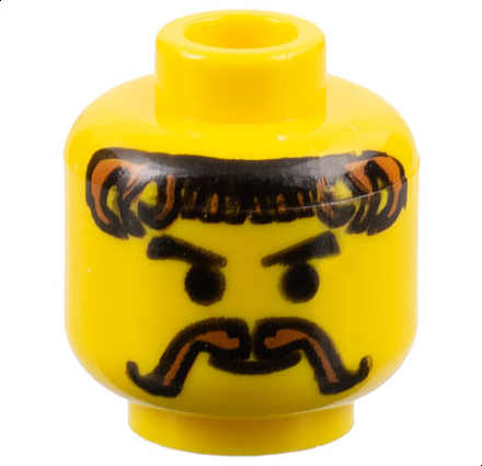 LEGO 3626px70 - Minifigure, Head Moustache and Curly Brown Hair Pattern