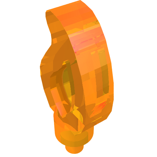 Translucent orange LEGO part 37775, a Wave Rounded Straight Single with Small Pin End, resembling a candle flame.