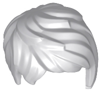 White LEGO minifigure hairpiece, short and tousled, featuring a distinct side part.
