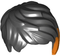 LEGO 37823pb01 - Minifigure, Haar Vrouwelijk Kort Warrelig met Zijscheiding en Oranje Highlights Patroon