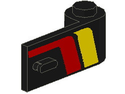 LEGO 3821p03 black 1x3x1 right door with red and yellow stripes pattern.