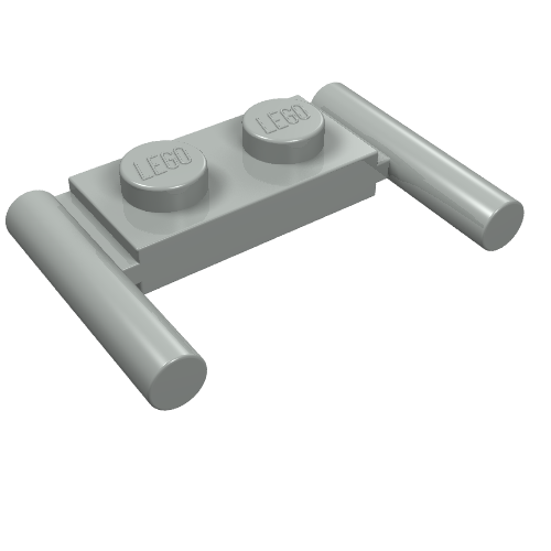 LEGO 3839a - Aangepaste plaat 1 x 2 met Bar Handles - Ronde uiteinden, Mid Attachment
