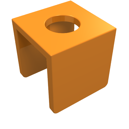 Orange LEGO minifigure vest, part 3840, with a circular hole on top.