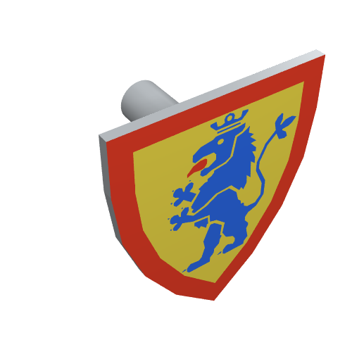 LEGO 3846p4g - Minifiguur, Driehoekig Schild Kort met Blauwe Leeuw Staand op Gele Achtergrond met Rode Rand Patroon