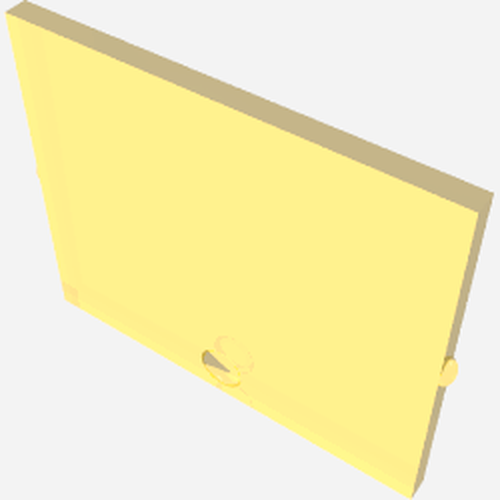 LEGO 3855a translucent yellow glass window 1x4x3 with circular cutout and side peg.
