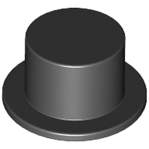 A black LEGO minifigure top hat, part 3878.