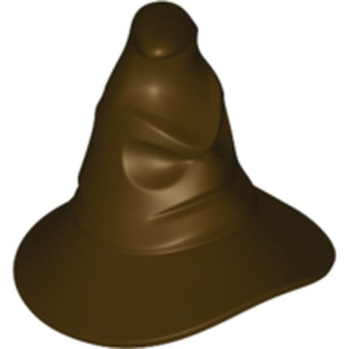 Brown LEGO Minifigure Sorting Hat, a wizard/witch hat with a distinctive face design.
