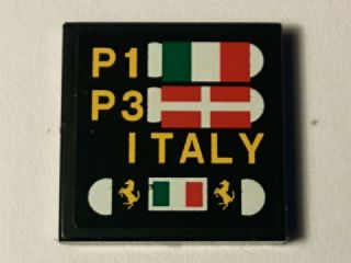 LEGO 3068pb0897 - Tegel 2 x 2 met Pit Board met Italiaanse en Deense vlaggen, 'P1', 'P3', 'ITALY' en Ferrari logo's patroon (Sticker) - Set 40194