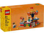 LEGO 40714 Carousel Ride set box. Displays the built carousel model, two minifigures, a ticket booth, and accessories.