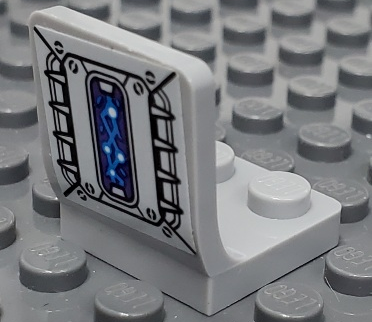 LEGO 4079pb02 - Minifiguur, Stoel 2 x 2 met Schroeven, Spikes en Donker Azuur Elektrische Energie Patroon (Sticker) - Set 70429