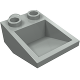 Grey LEGO inverted 33 degree slope 3x2 piece with two studs and one tow ball.