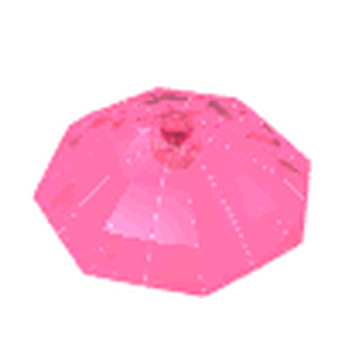 Pink, faceted LEGO Utensil Umbrella Top, part 4094, a 6x6 piece with a top stud.