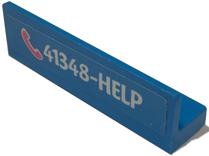 LEGO 30413pb089L - Paneel 1 x 4 x 1 met Donkerroze Telefoon en Wit '41348-HELP' Patroon Model Linkerkant (Sticker) - Set 41348