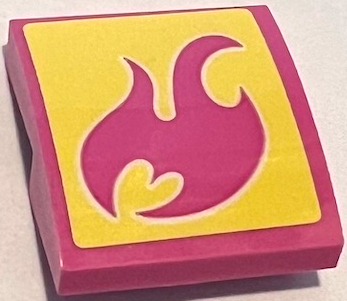 LEGO 15068pb441 - Slope, Curved 2 x 2 x 2/3 with Dark Pink Flame on Bright Light Yellow Background Pattern (Sticker) - Set 41383