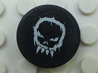 LEGO 4150pb036 - Tile, Round 2 x 2 with Space Police 3 Alien Skull Pattern (Sticker) - Set 5980